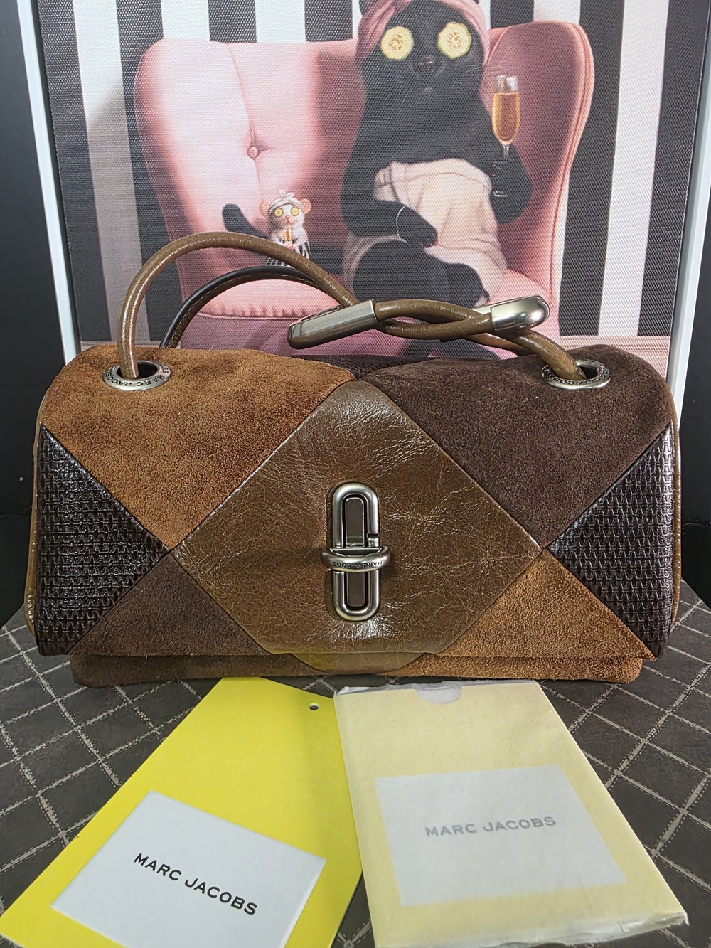 Marc Jacobs Brown Patchwork Leather & Suede Shoulder Bag